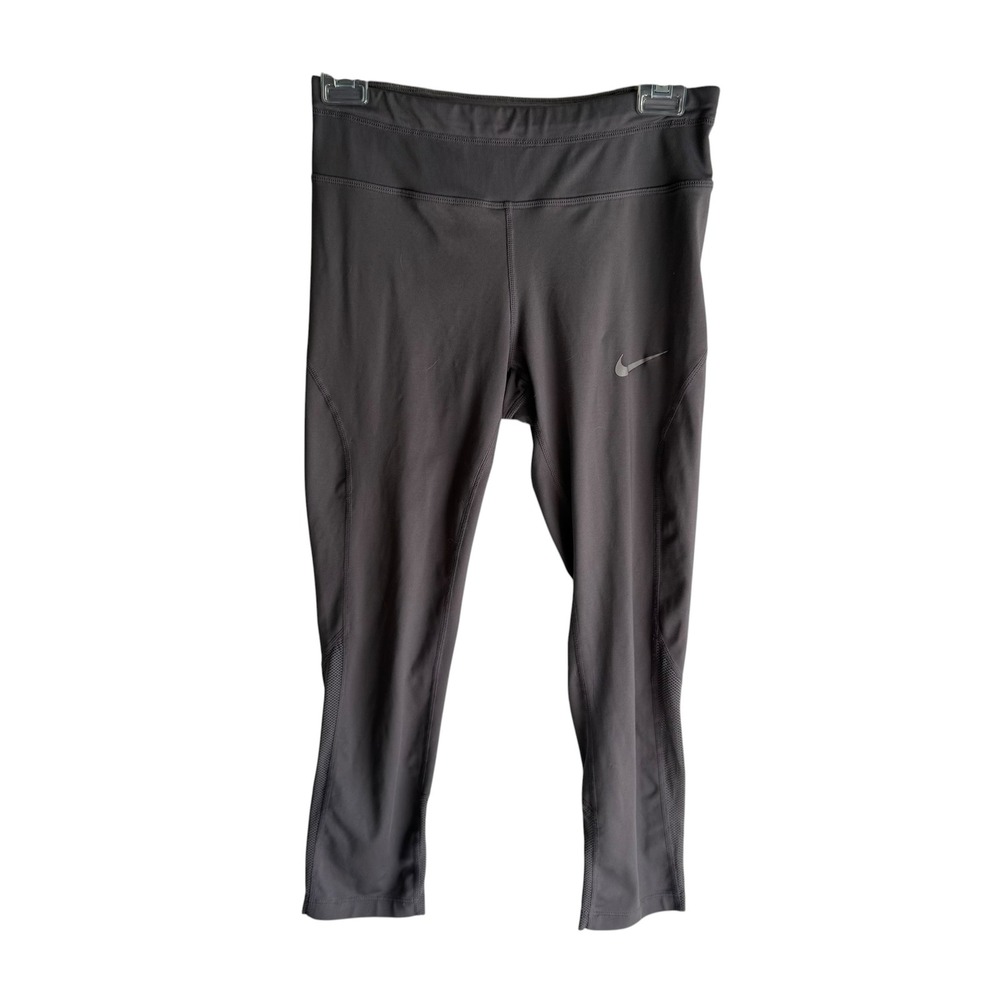 NIKE DRI-FIT Power Sprinter Running‎ Ladies Gray Gym Athletic Capri Leggings, S